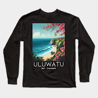 A Vintage Travel Illustration of Uluwatu - Bali - Indonesia Long Sleeve T-Shirt